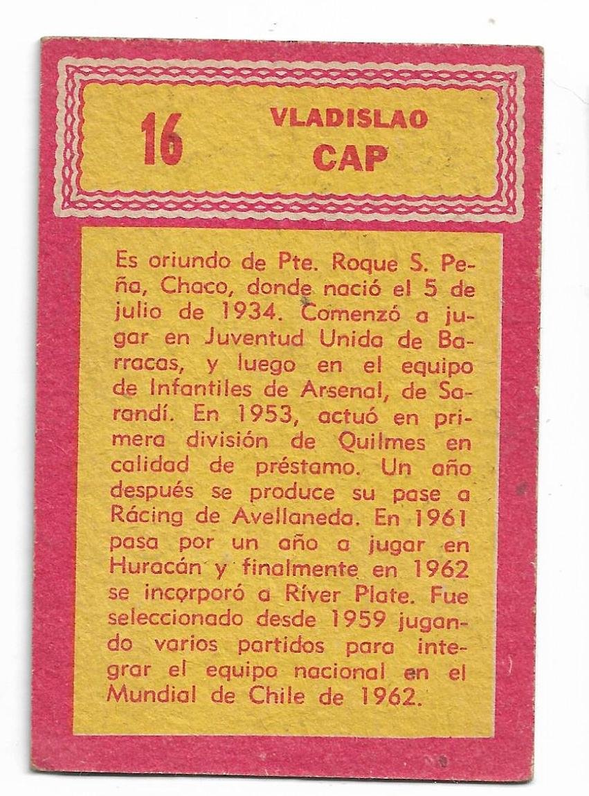 FIGURITA DEL ALBUM GOLASO TARJETON FUTBOL 1965 VLADISLAO N° 16