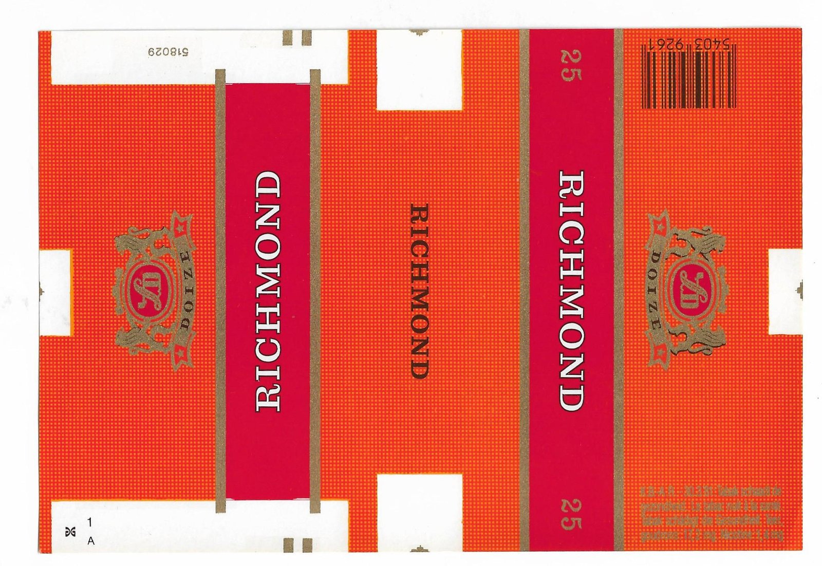 MARQUILLA RICHMOND 25 CIGARRILLOS BÉLGICA
