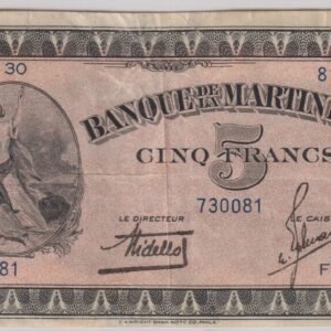 BANCO DE MARTINICA 5 FRANCS 1942 VF+ P 16 b