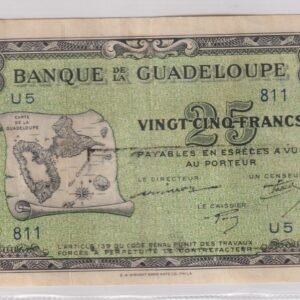 BANCO DE GUADALUPE 25 FRANCS 1942 XF P 22a