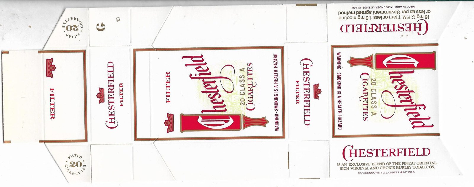 MARQUILLA CHESTERFIELD 20 CIGARRILLOS DE AUSTRALIA BOX