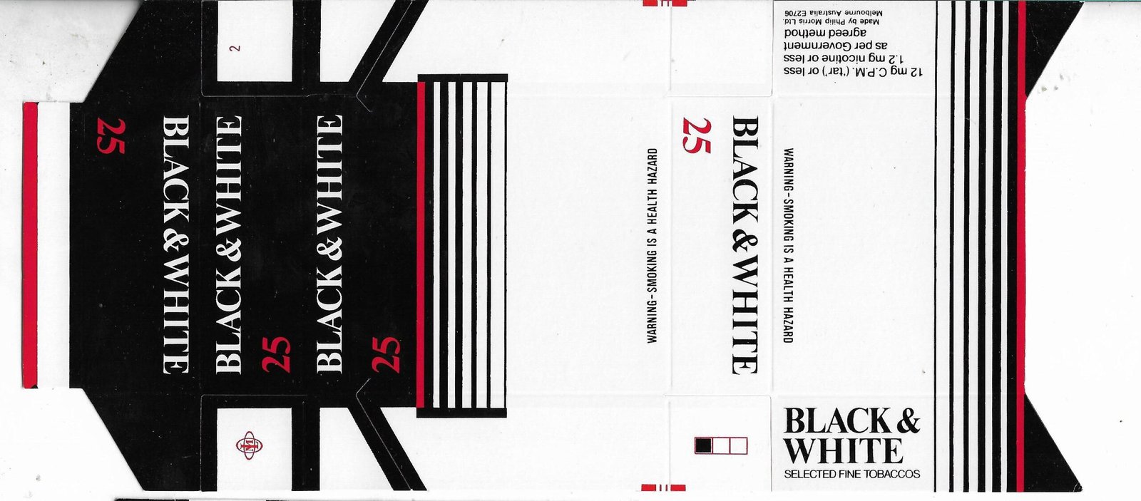 MARQUILLA BLACK & WHITE 25 CIGARRILLOS DE AUSTRALIA BOX