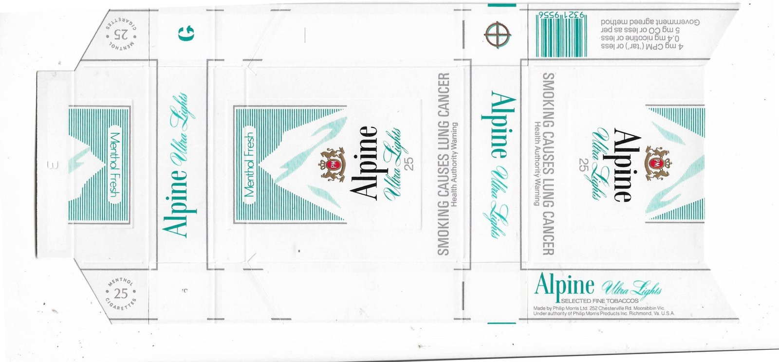 MARQUILLA ALPINE 25 CIGARRILLOS DE AUSTRALIA BOX