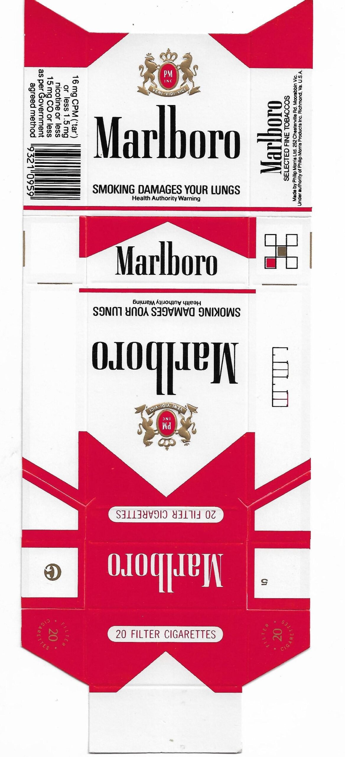 MARQUILLA MARLBORO  20 CIGARRILLOS DE AUSTRALIA BOX