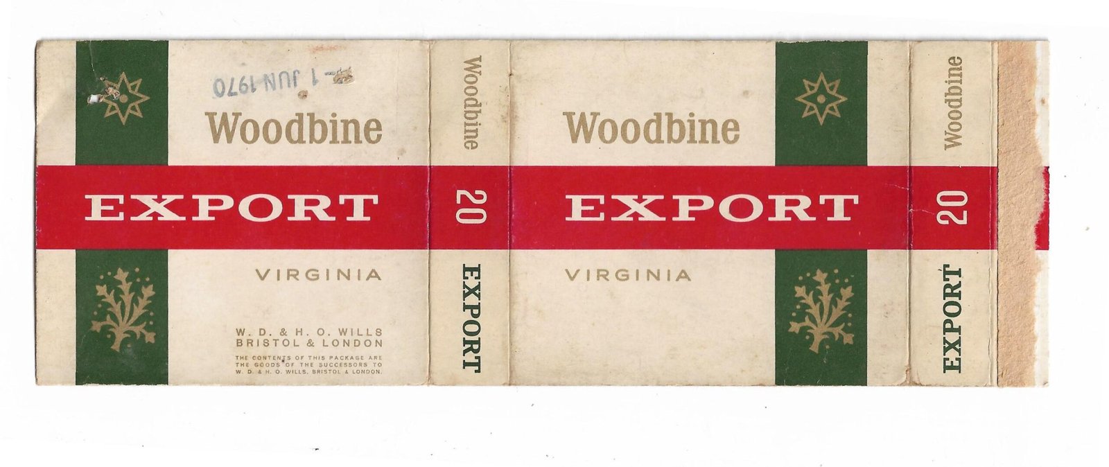 MARQUILLA  WOODBINE 20 CIGARRILLOS INDUSTRIA  INGLATERRA SOFT