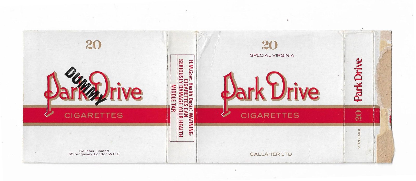 MARQUILLA  PARK DRIVE  20 CIGARRILLOS INDUSTRIA  INGLATERRA SOFT