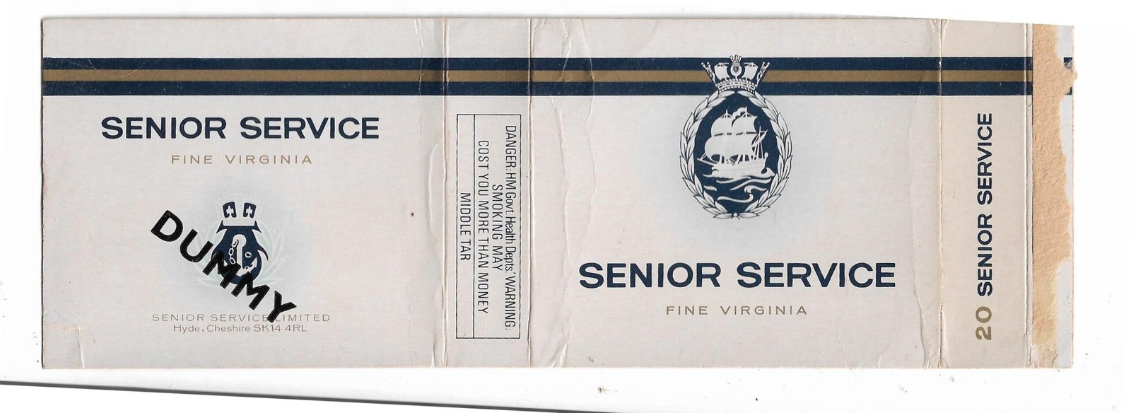 MARQUILLA SENIOR SERVICE (DUMMY) 20 CIGARRILLOS INDUSTRIA INGLATERRA BOX