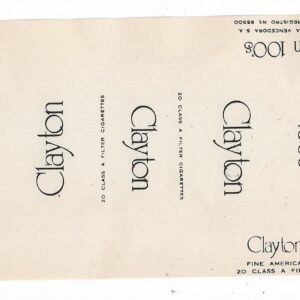 MARQUILLA CLAYTON 20 CIGARRILLOS INDUSTRIA PARAGUAYA SOFT