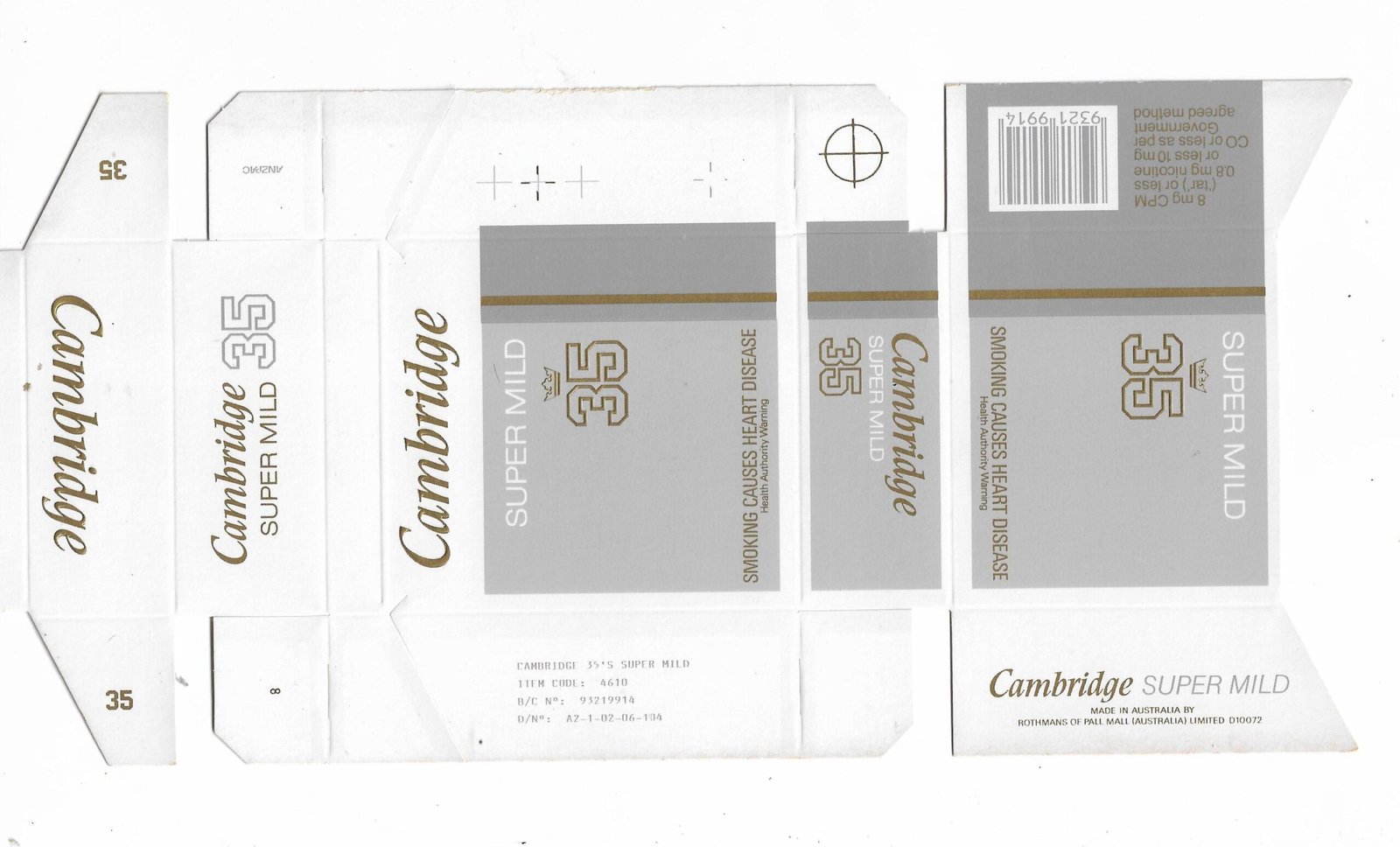 MARQUILLA CAMBRIDGE SUPER MILD 35 CIGARRILLOS DE AUSTRALIA BOX
