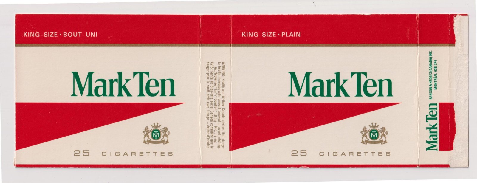 MARQUILLA MARK TEN 25 CIGARRILLOS INDUSTRIA CANADA SOFT