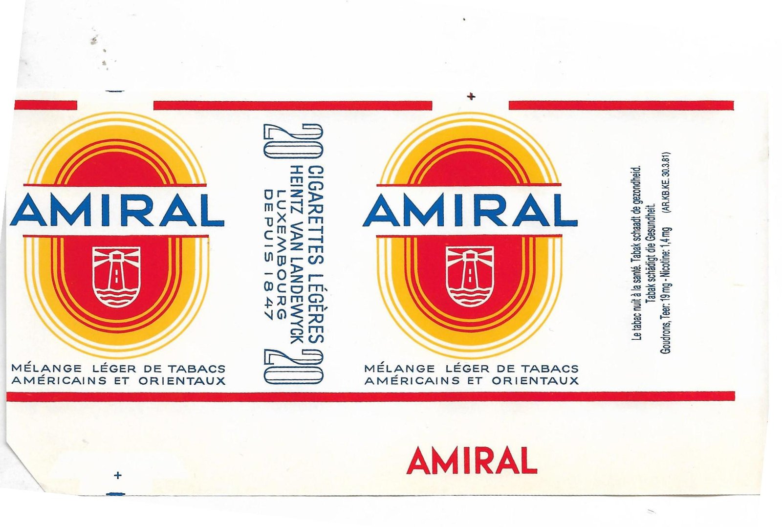 MARQUILLA AMIRAL 20 CIGARRILLOS DE LUXEMBURGO SOFT