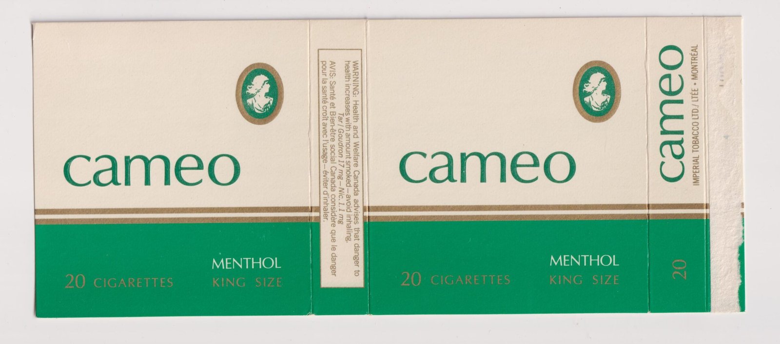 MARQUILLA CAMEO MENTHOL 20 CIGARRILLOS INDUSTRIA CANADA SOFT