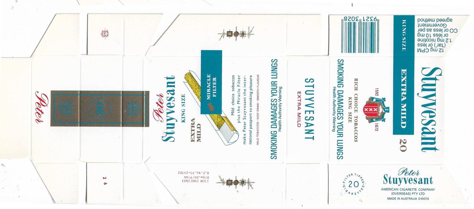 MARQUILLA STUYVESANT EXTRA 20 CIGARRILLOS DE AUSTRALIA BOX