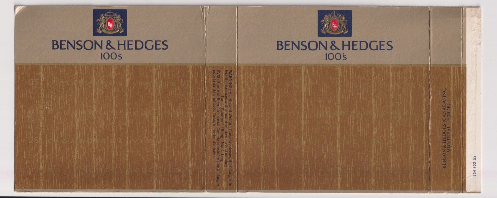 MARQUILLA BENSON & HEDGES 100´S 25 CIGARRILLOS INDUSTRIA CANADA SOFT