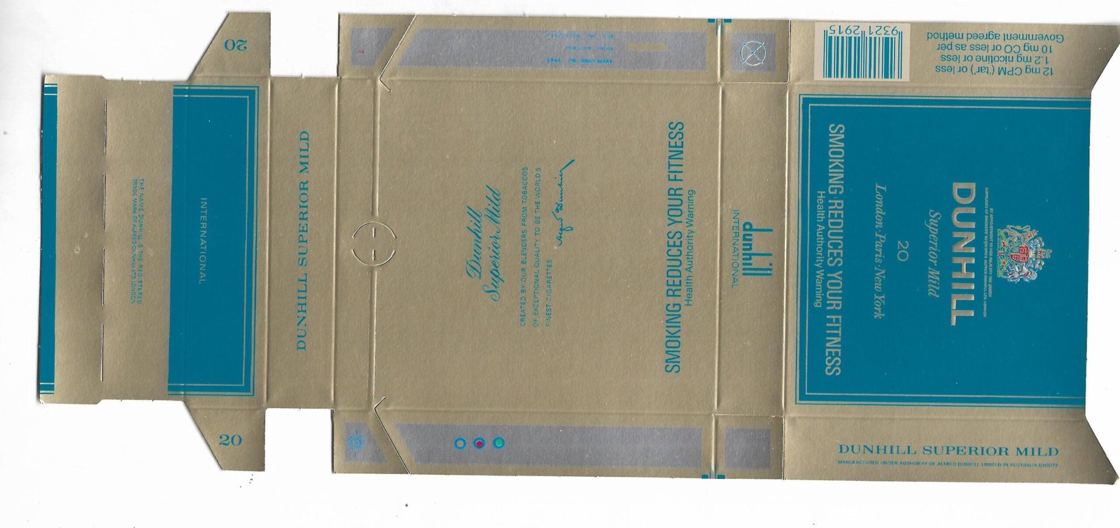 MARQUILLA DUNHILL 20 CIGARRILLOS DE AUSTRALIA BOX