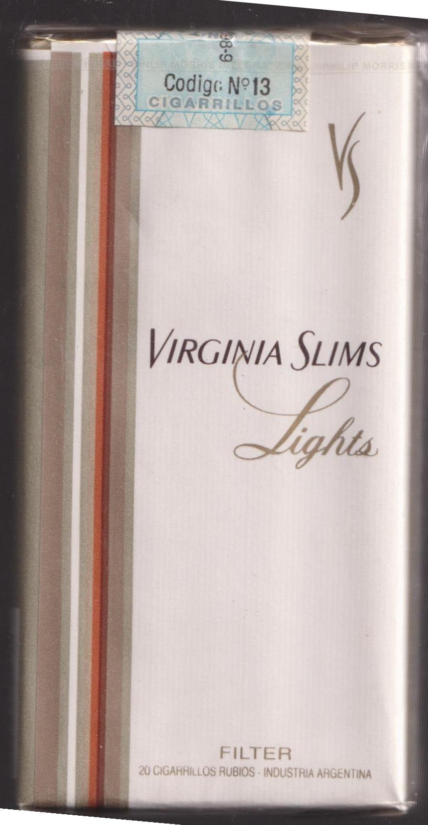 PAQUETE LLENO VIRGINIA SLIMS LIGHTS RUBIO 20 CIGARRILLOS