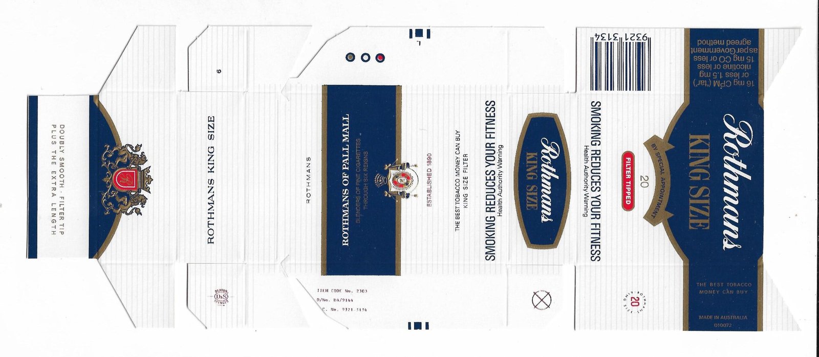 MARQUILLA ROTHMANS 20 CIGARRILLOS DE AUSTRALIA BOX