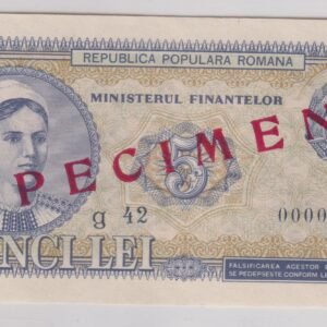 RUMANIA 5 LEI 1952 SPECIMEN UNC