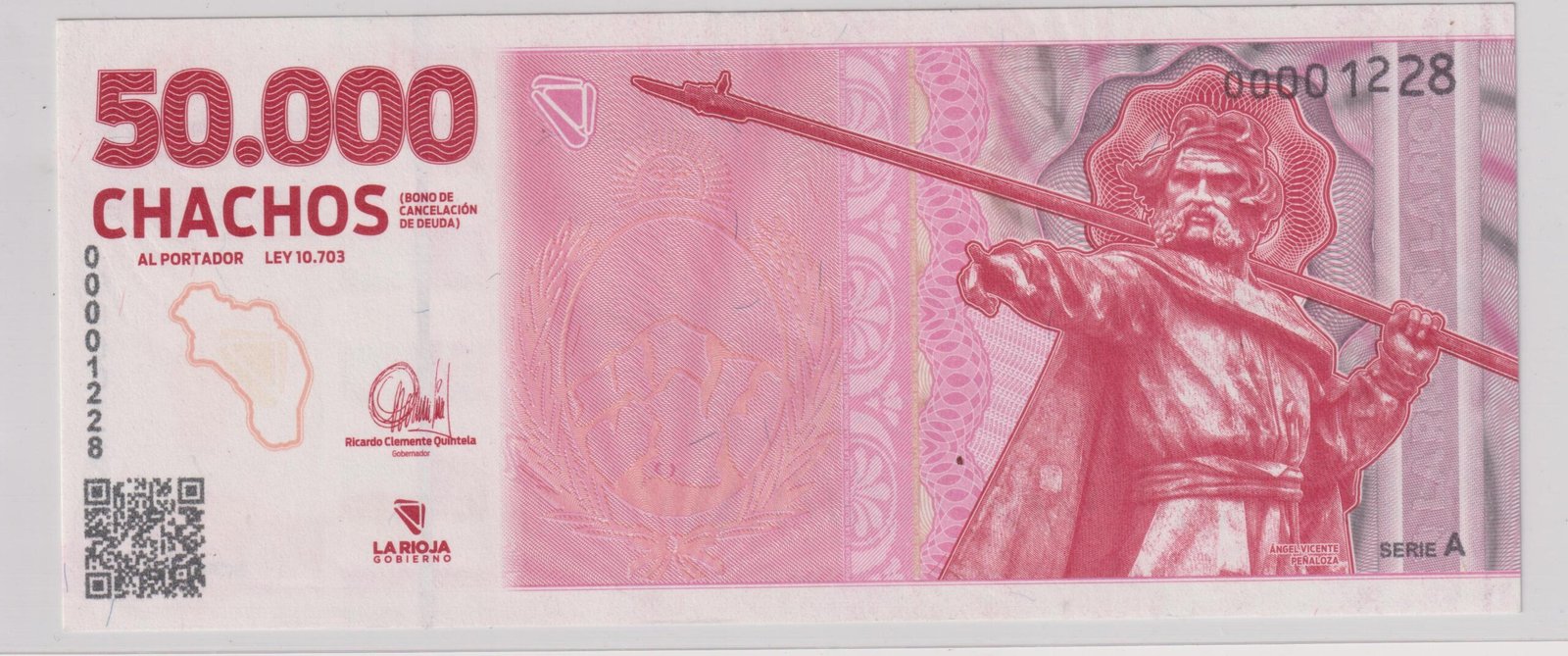 ARGENTINA BONO LA RIOJA CHACHO 50000 PESOS RARO