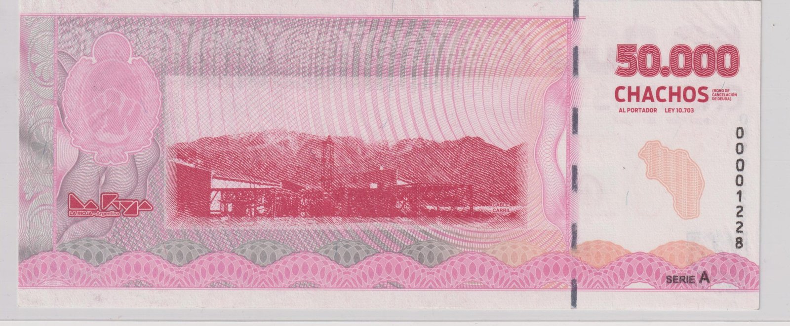 ARGENTINA BONO LA RIOJA CHACHO 50000 PESOS RARO - Imagen 2