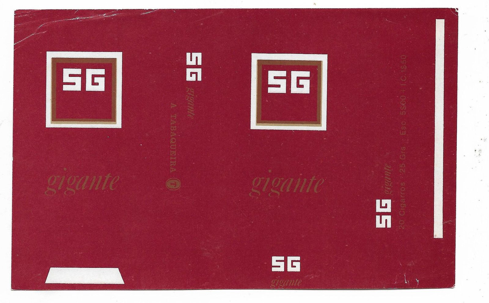 MARQUILLA SG GIGANTE 20 CIGARRILLOS INDUSTRIA PORTUGAL SOFT