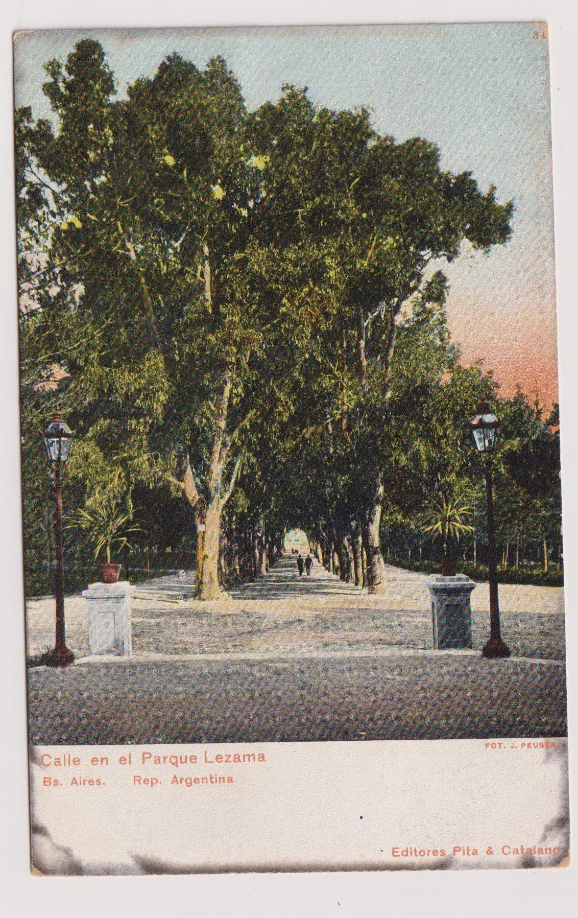 POSTAL N°34. CALLE EN EL PARQUE LEZAMA - BUENOS AIRES - REP. ARGENTINA