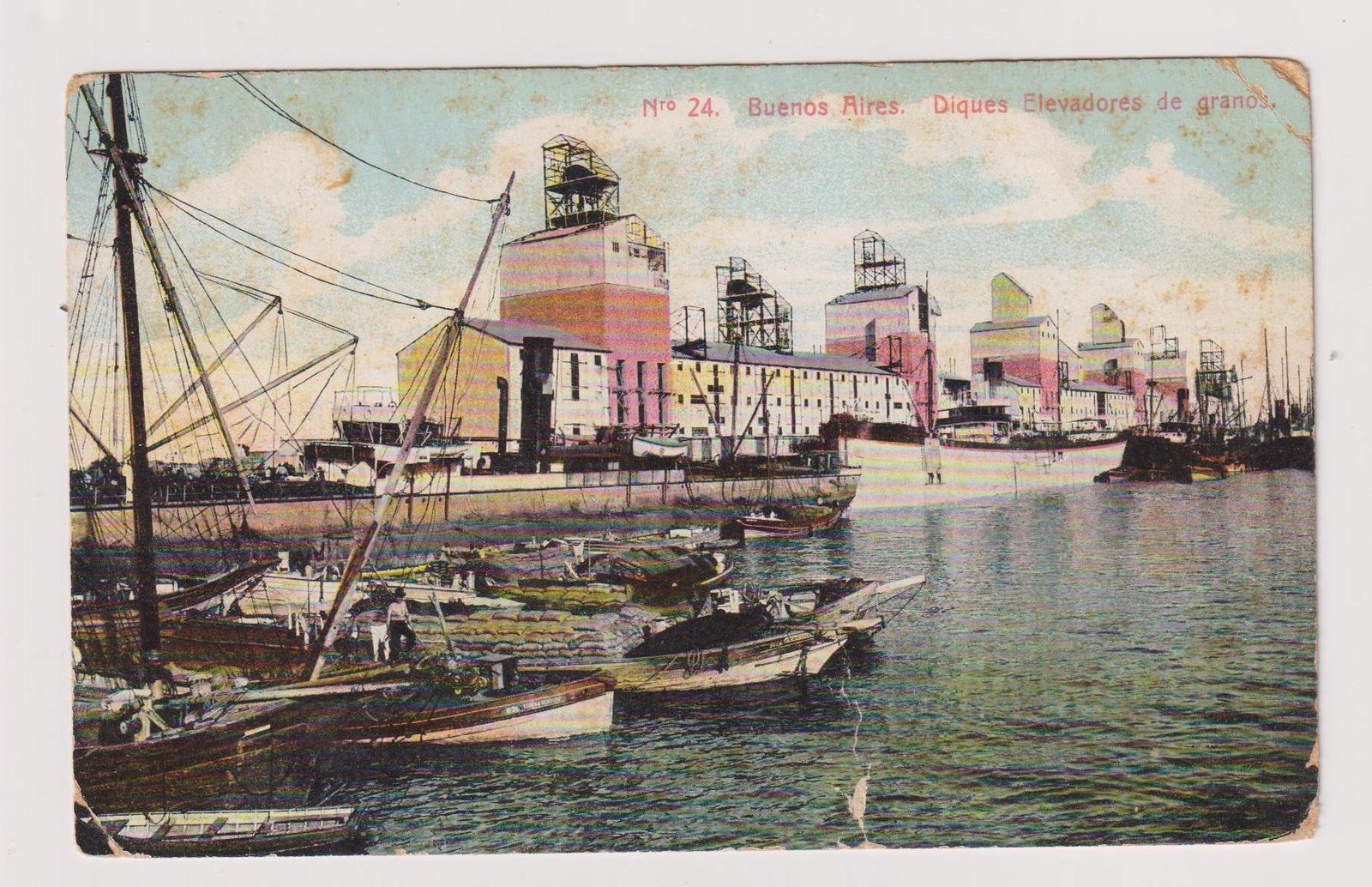 POSTAL N°24. BUENOS AIRES. DIQUES ELEVADORES DE GRANOS