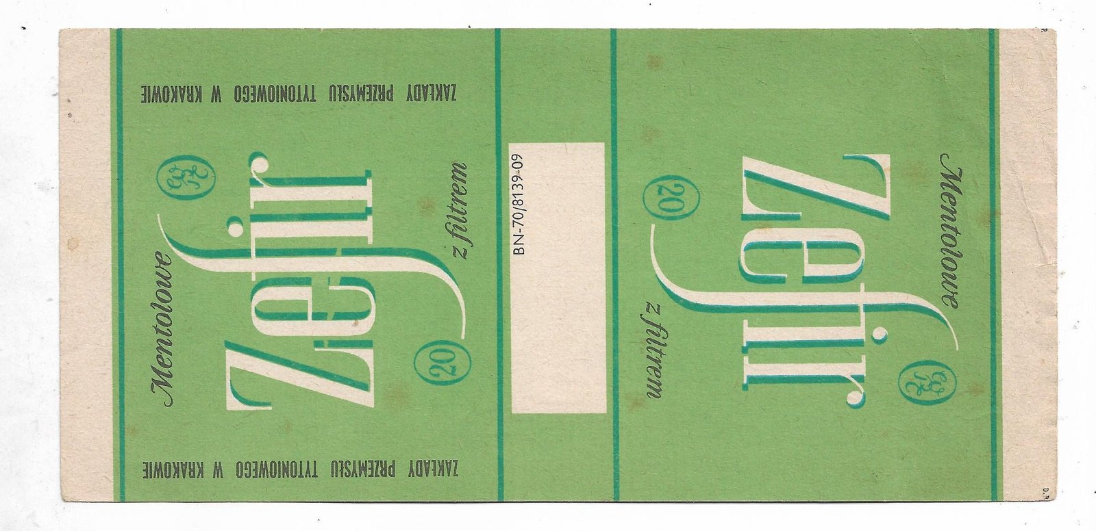 MARQUILLA ZEFIR MENTOLOWE 20 CIGARRILLOS INDUSTRIA POLONIA SOFT