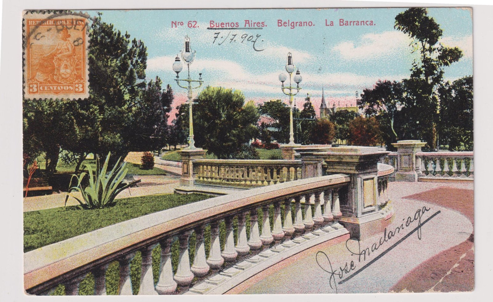 POSTAL N°62 BUENOS AIRES. BELGRANO. LA BARRANCA