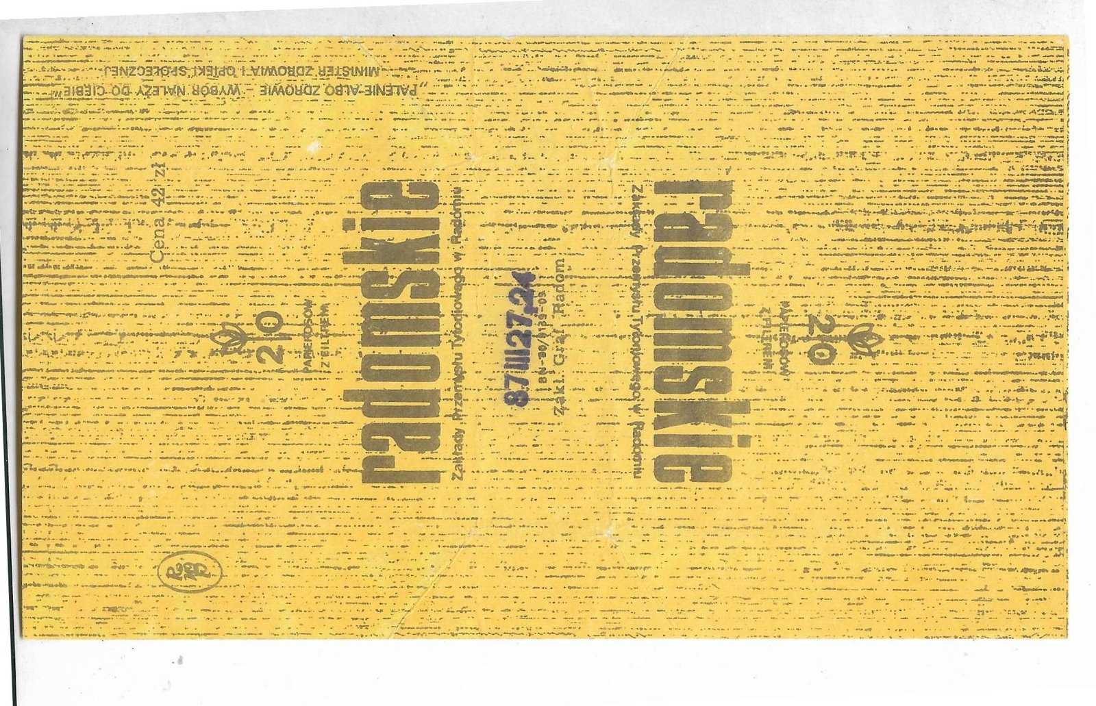 MARQUILLA RADOMSKIE 20 CIGARRILLOS INDUSTRIA POLONIA SOFT