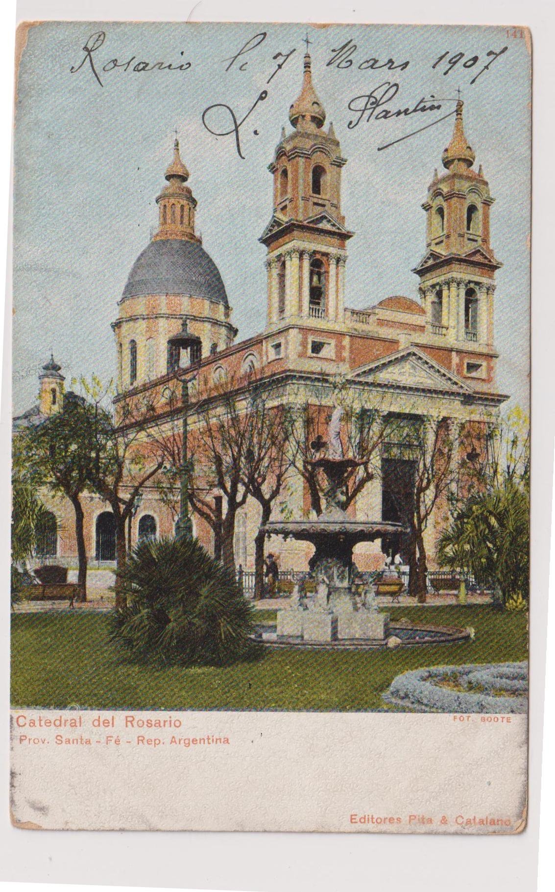 POSTAL N°141 - CATEDRAL DEL ROSARIO - PROV. SANTA FÉ - REP. ARGENTINA
