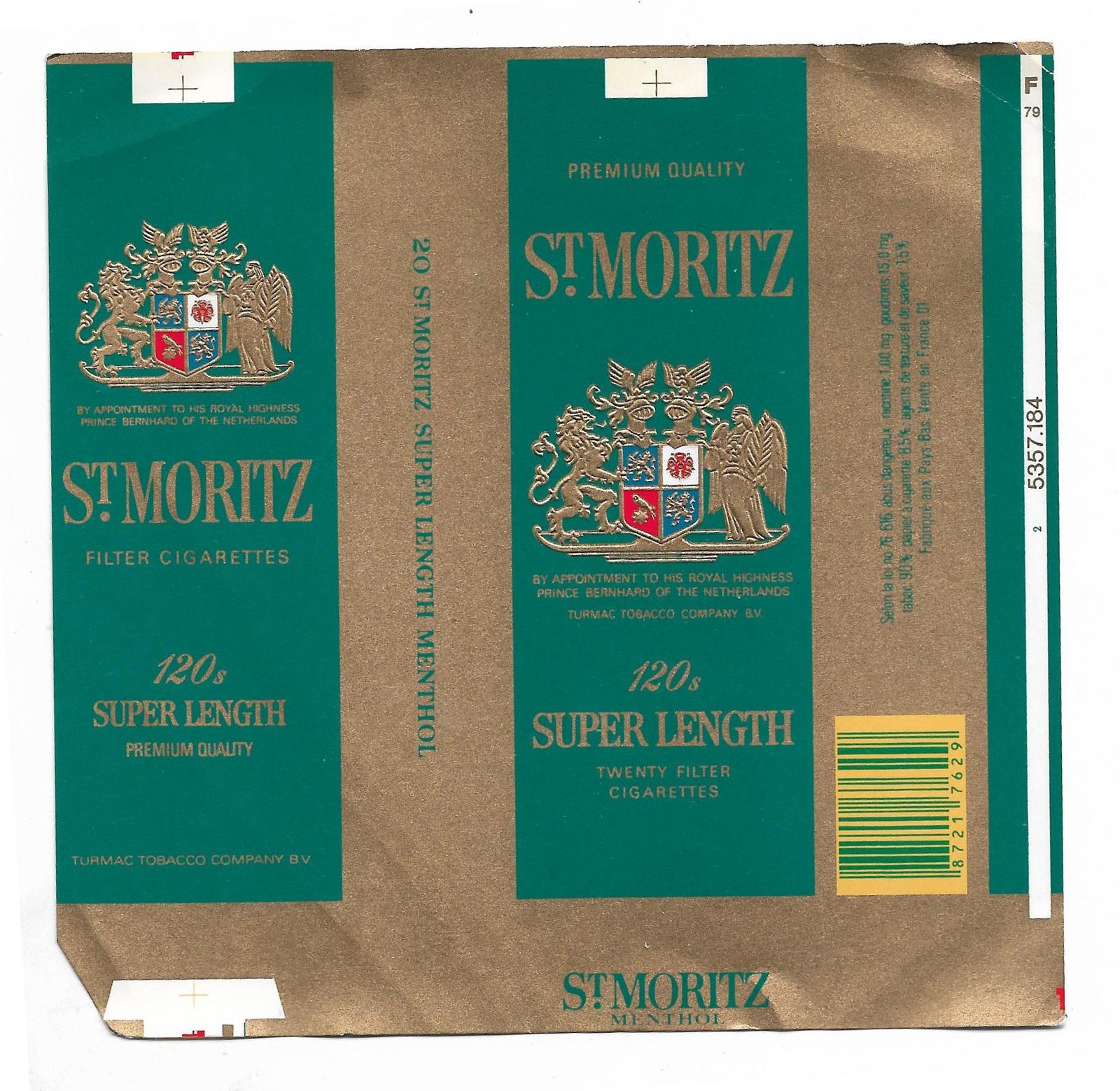 MARQUILLA ST MORITZ 20 CIGARRILLOS INDUSTRIA PAISES BAJOS SOFT