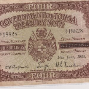 TONGA 4 SHILLING 1938 P 5 VF+