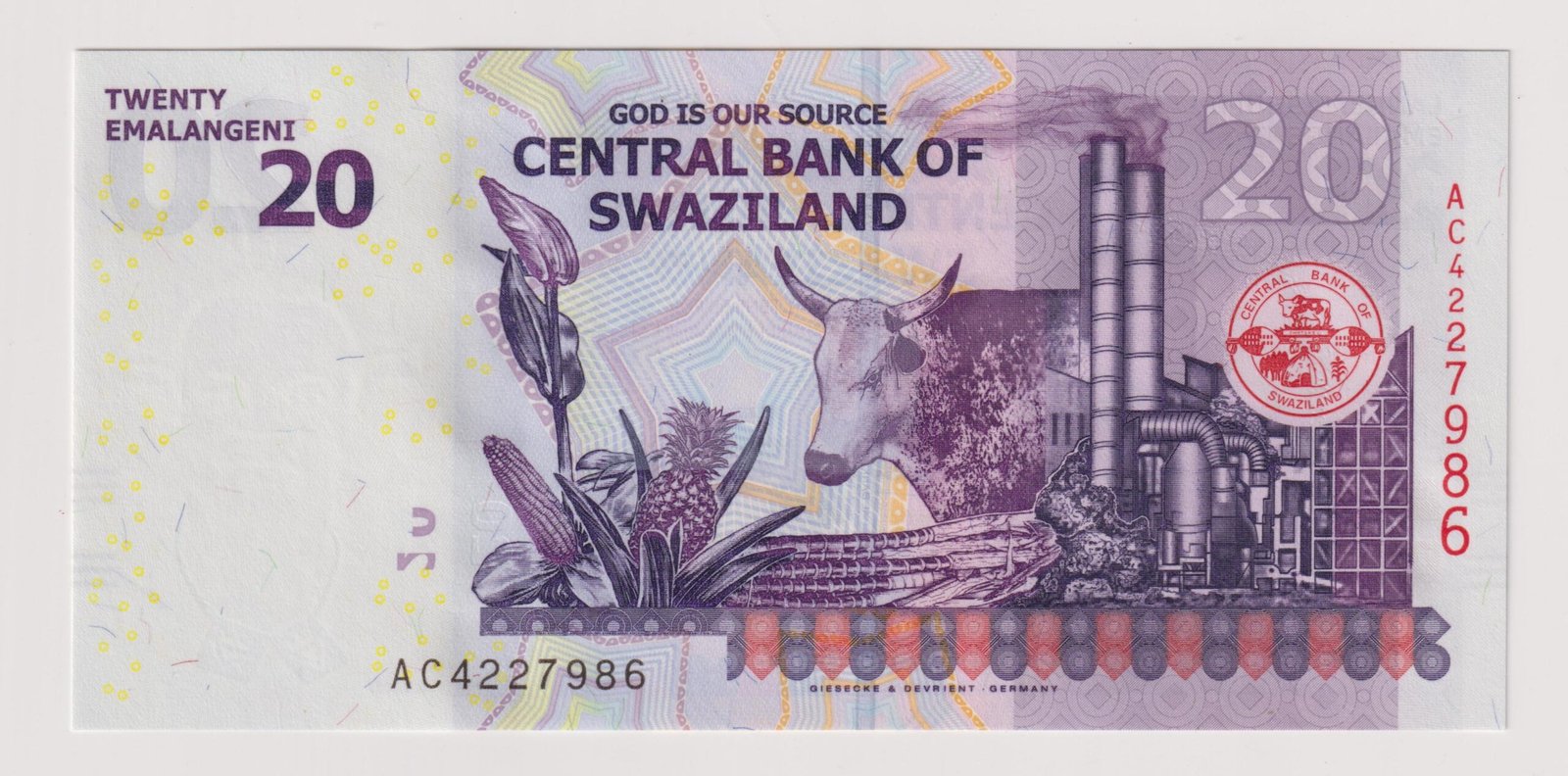 SWAZILAND 20 EMALANGENI 2017 P37c UNC - Imagen 2