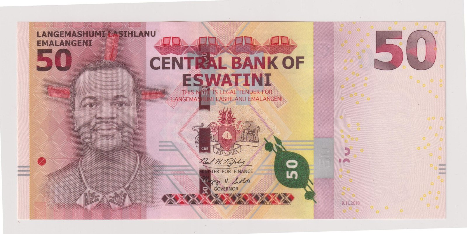 SWAZILAND 50 EMALANGENI 2018 P A 44 UNC