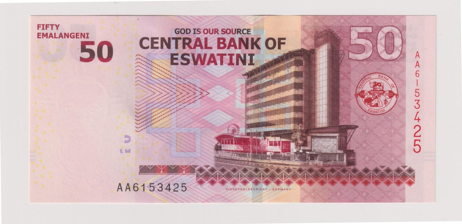 SWAZILAND 50 EMALANGENI 2018 P A 44 UNC - Imagen 2