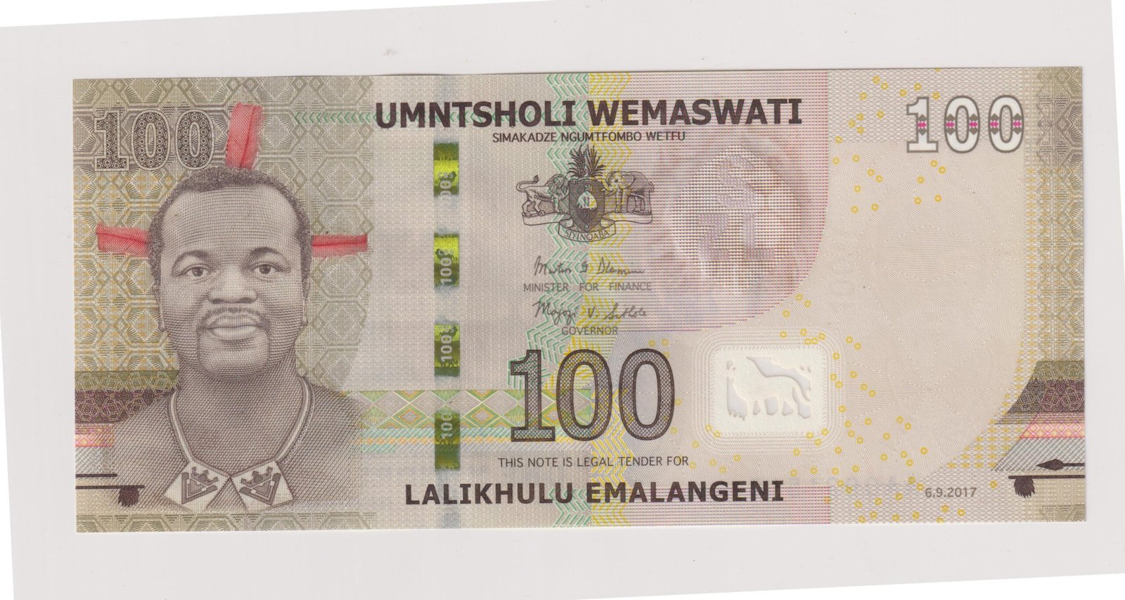 SWAZILAND 100 EMALANGENI 2017 P 42 UNC