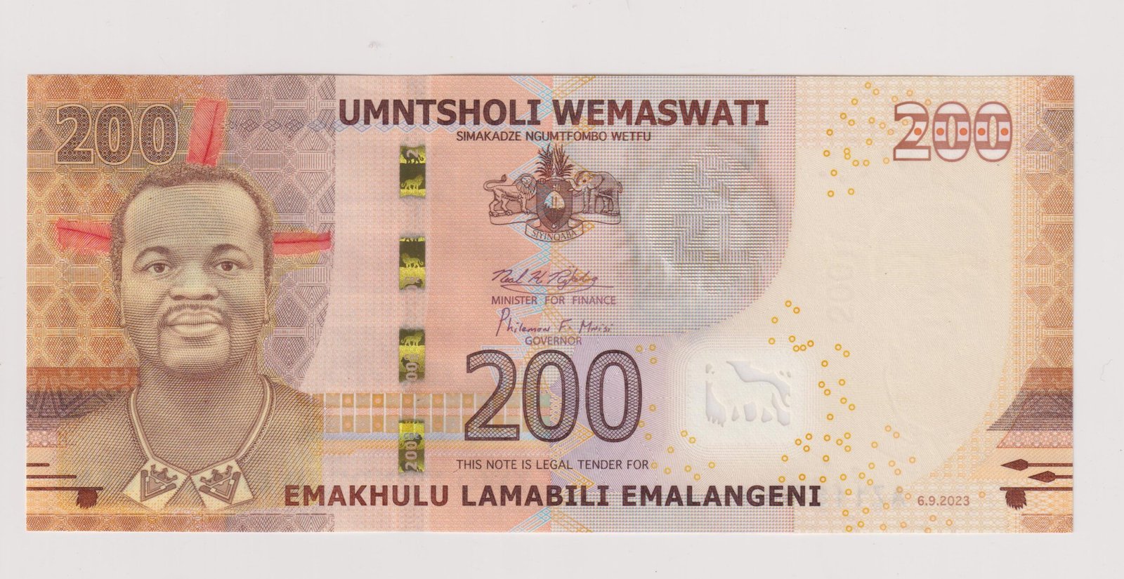 SWAZILAND 200 EMALANGENI 2023 P 45 UNC