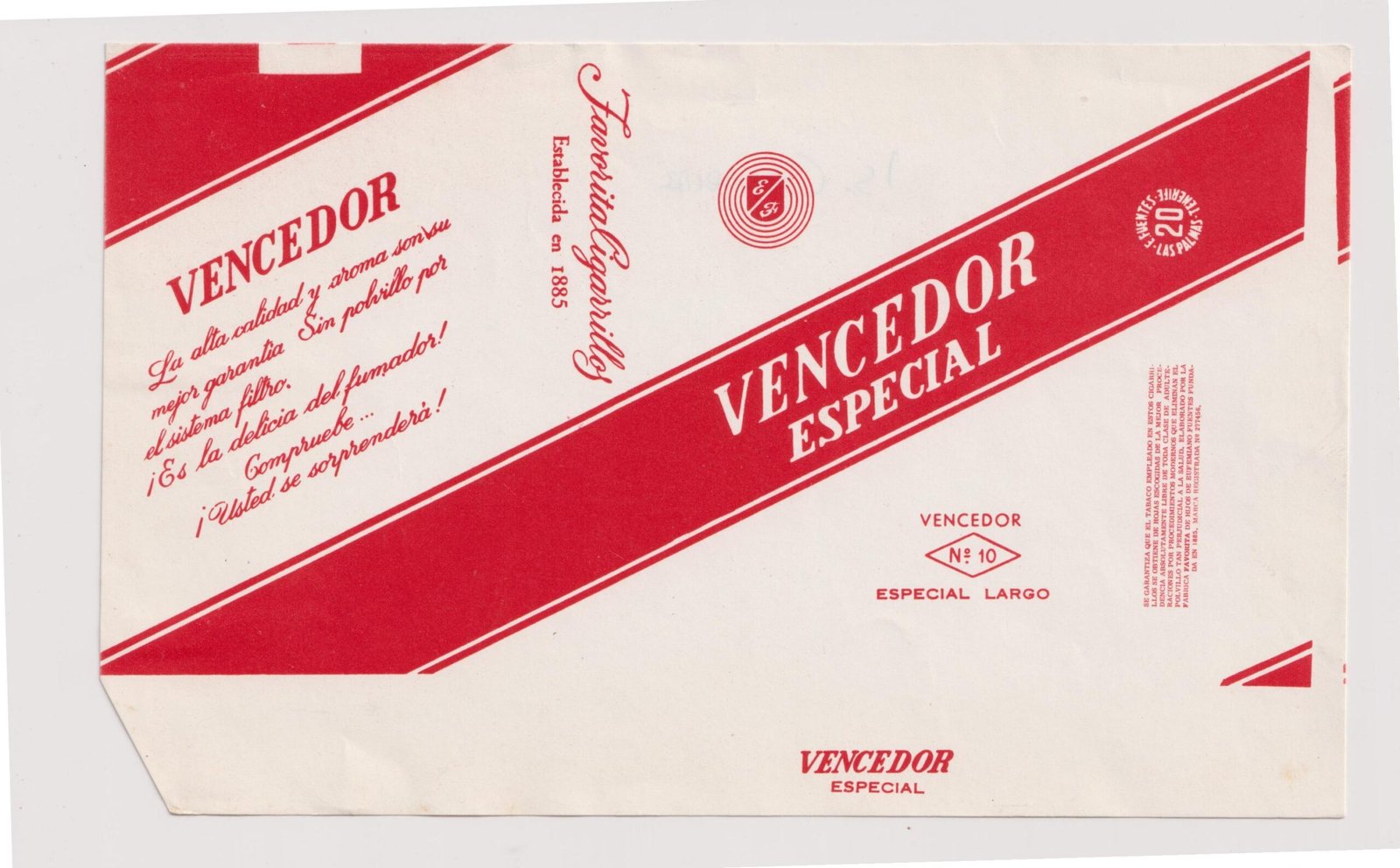 MARQUILLA VENCEDOR ESPECIAL 20 CIGARRILLOS DE ESPAÑA SOFT
